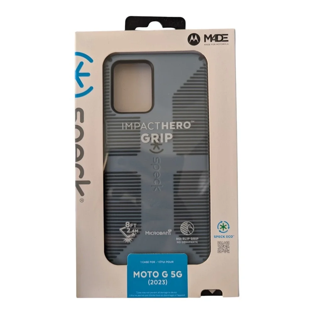 Q4. Speck ImpactHero Grip For Motorola Moto G 5G (2023) - Light Blue/Gray